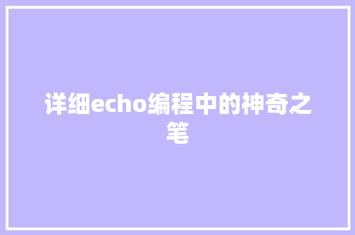 详细echo编程中的神奇之笔