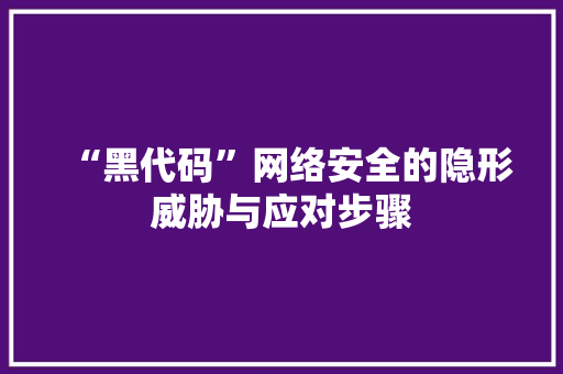 “黑代码”网络安全的隐形威胁与应对步骤