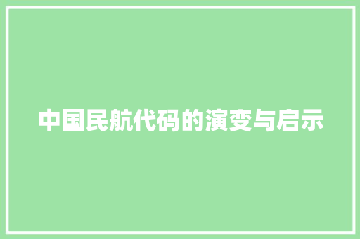 中国民航代码的演变与启示