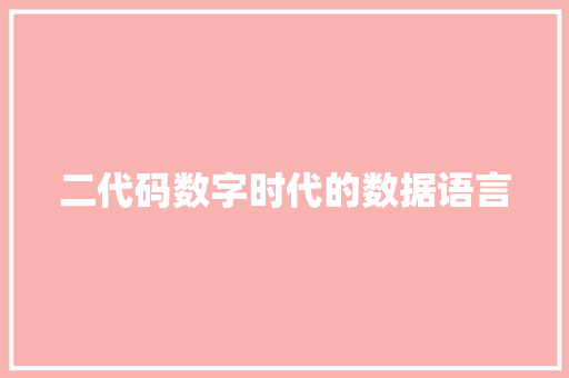 二代码数字时代的数据语言
