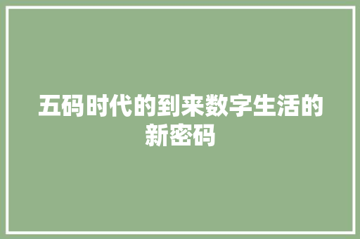 五码时代的到来数字生活的新密码