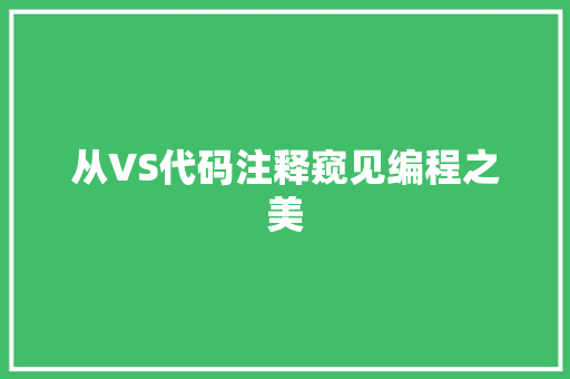 从VS代码注释窥见编程之美