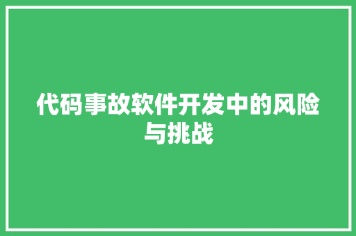 代码事故软件开发中的风险与挑战