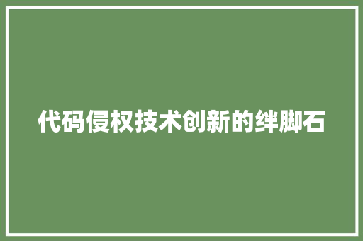 代码侵权技术创新的绊脚石