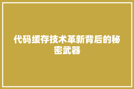 代码缓存技术革新背后的秘密武器