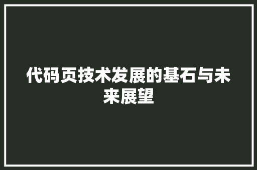 代码页技术发展的基石与未来展望