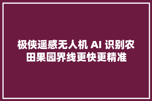 极侠遥感无人机 AI 识别农田果园界线更快更精准