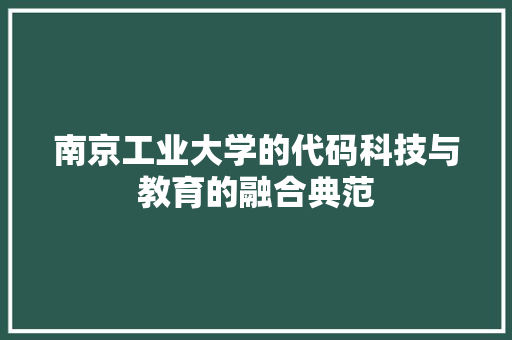 南京工业大学的代码科技与教育的融合典范