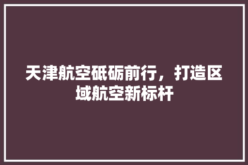 天津航空砥砺前行，打造区域航空新标杆