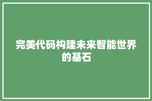 完美代码构建未来智能世界的基石