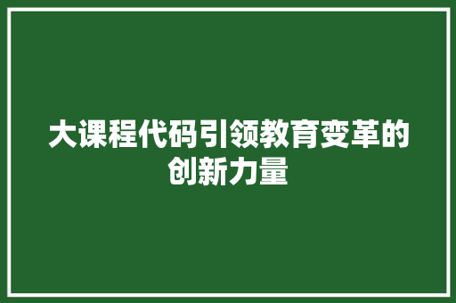 大课程代码引领教育变革的创新力量
