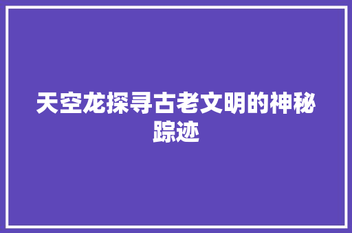 天空龙探寻古老文明的神秘踪迹