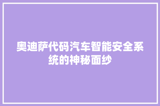 奥迪萨代码汽车智能安全系统的神秘面纱