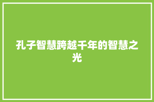 孔子智慧跨越千年的智慧之光