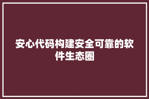安心代码构建安全可靠的软件生态圈