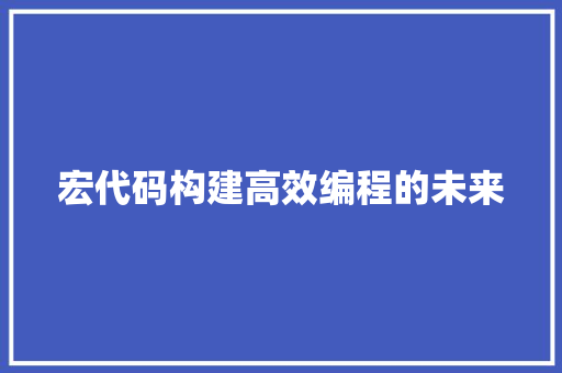 宏代码构建高效编程的未来