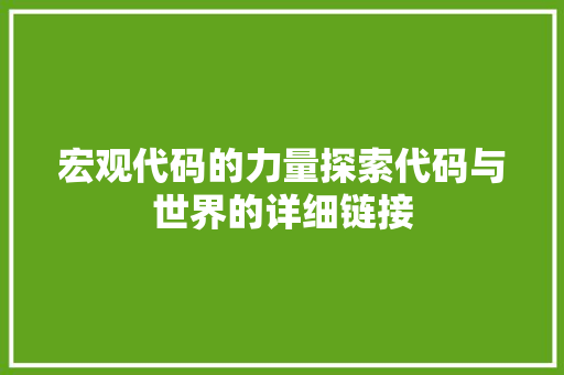 宏观代码的力量探索代码与世界的详细链接