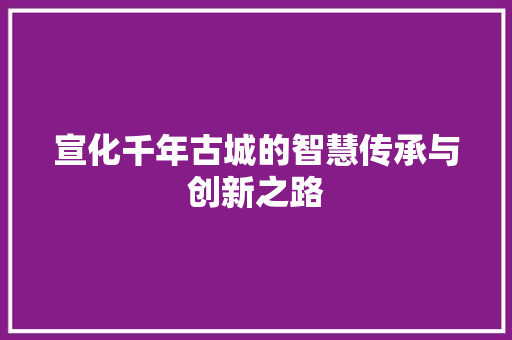 宣化千年古城的智慧传承与创新之路