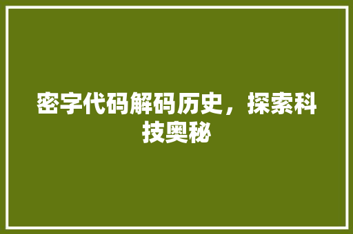 密字代码解码历史，探索科技奥秘