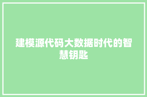 建模源代码大数据时代的智慧钥匙