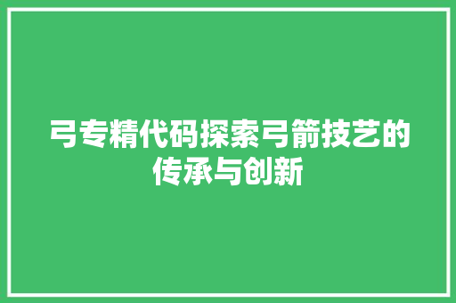弓专精代码探索弓箭技艺的传承与创新