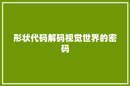 形状代码解码视觉世界的密码