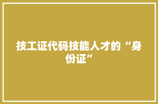 技工证代码技能人才的“身份证”