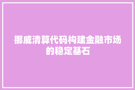 挪威清算代码构建金融市场的稳定基石