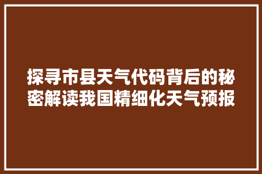 探寻市县天气代码背后的秘密解读我国精细化天气预报的奥秘
