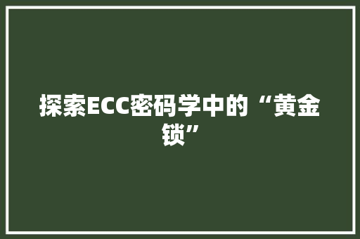 探索ECC密码学中的“黄金锁”