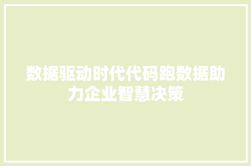 数据驱动时代代码跑数据助力企业智慧决策