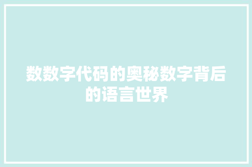 数数字代码的奥秘数字背后的语言世界