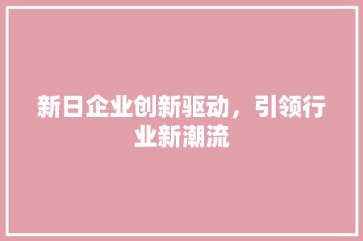 新日企业创新驱动，引领行业新潮流
