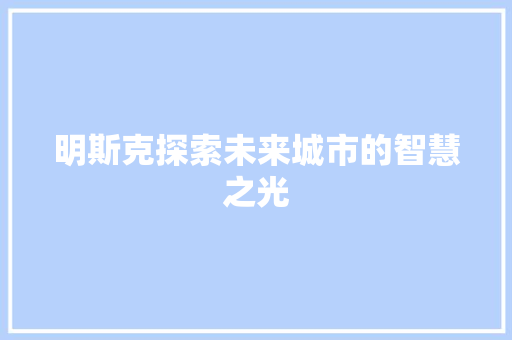明斯克探索未来城市的智慧之光