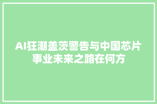 AI狂潮盖茨警告与中国芯片事业未来之路在何方