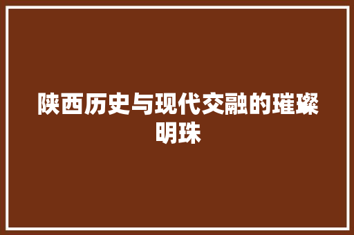 陕西历史与现代交融的璀璨明珠