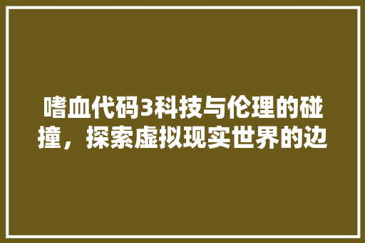 嗜血代码3科技与伦理的碰撞，探索虚拟现实世界的边界