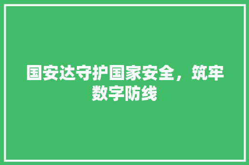 国安达守护国家安全，筑牢数字防线