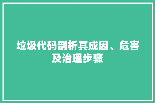 垃圾代码剖析其成因、危害及治理步骤