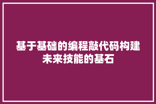 基于基础的编程敲代码构建未来技能的基石