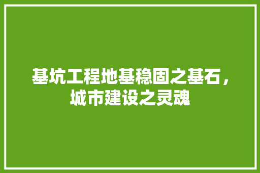 基坑工程地基稳固之基石，城市建设之灵魂