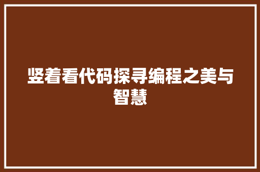 竖着看代码探寻编程之美与智慧