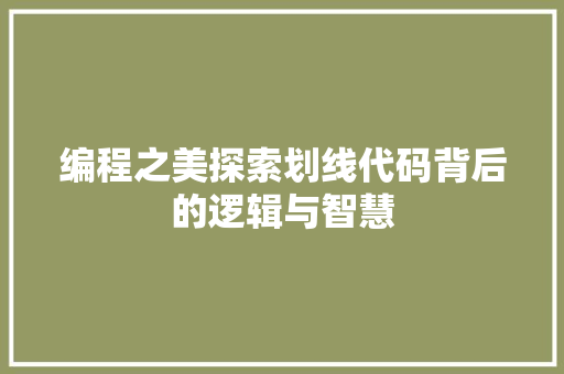 编程之美探索划线代码背后的逻辑与智慧