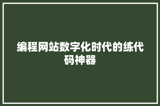 编程网站数字化时代的练代码神器
