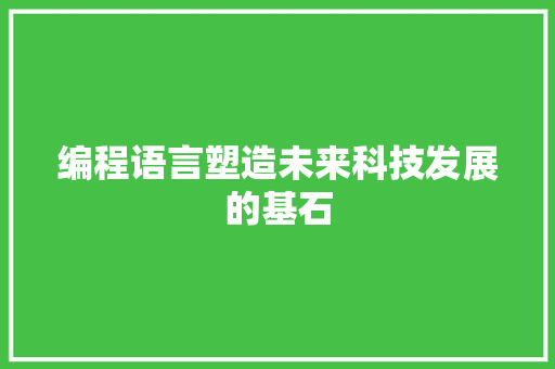 编程语言塑造未来科技发展的基石