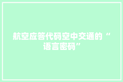 航空应答代码空中交通的“语言密码”