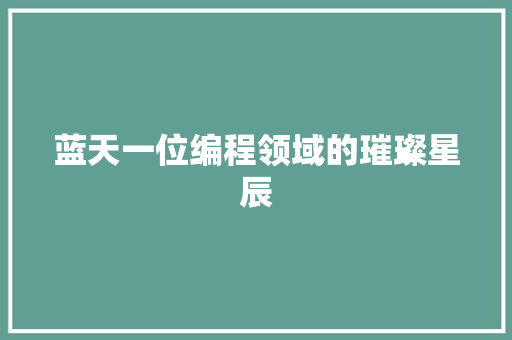 蓝天一位编程领域的璀璨星辰