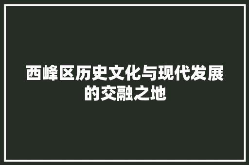 西峰区历史文化与现代发展的交融之地