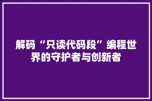 解码“只读代码段”编程世界的守护者与创新者