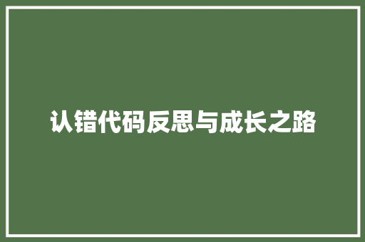 认错代码反思与成长之路